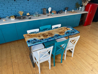 Epoxy Wood Dining Table With Fish