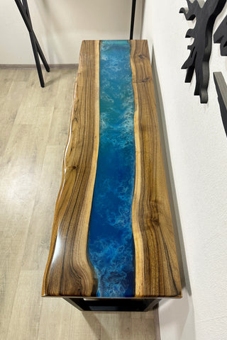 Accent Epoxy River Console Table With Shelf