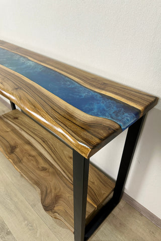 Accent Epoxy River Console Table With Shelf