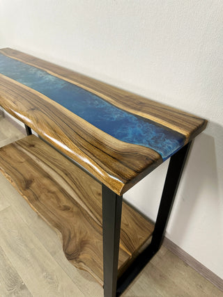 Accent Epoxy River Console Table With Shelf