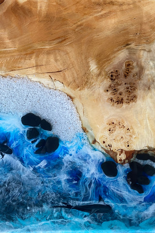 Epoxy Wood Dining Table With Fish