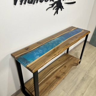 Accent Epoxy River Console Table With Shelf