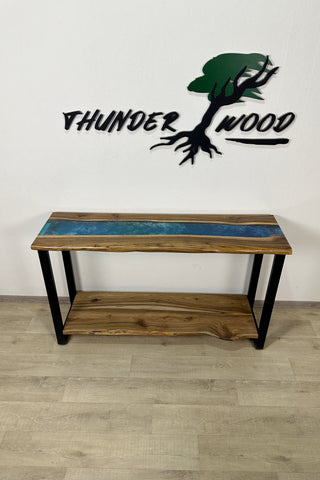 Accent Epoxy River Console Table With Shelf
