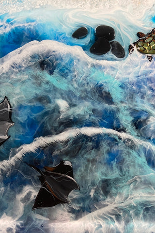 Epoxy Wood Dining Table With Fish