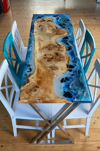 Epoxy Wood Dining Table With Fish