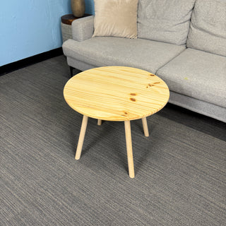 Round pine wood coffee table