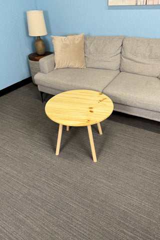 Round pine wood coffee table