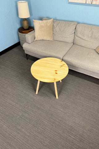 Round pine wood coffee table