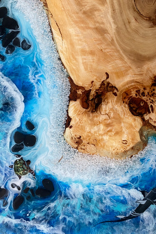 Epoxy Wood Dining Table With Fish