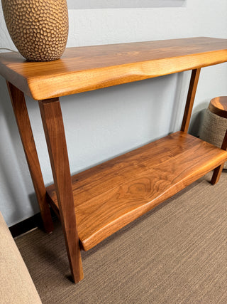 Black Walnut Entryway Table & Console Table with shelf