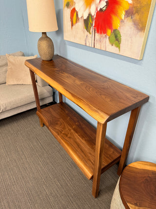 Black Walnut Entryway Table & Console Table with shelf