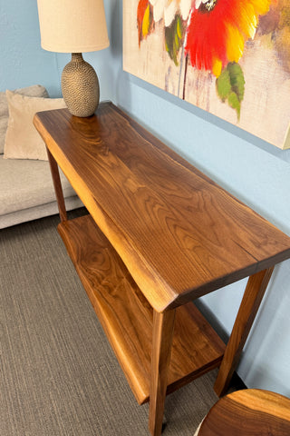 Black Walnut Entryway Table & Console Table with shelf