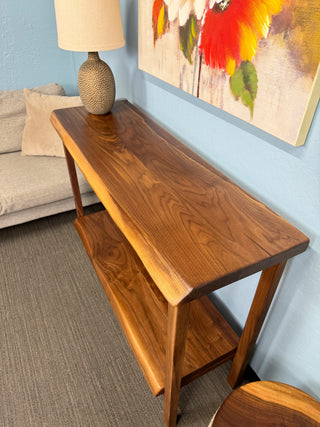 Black Walnut Entryway Table & Console Table with shelf