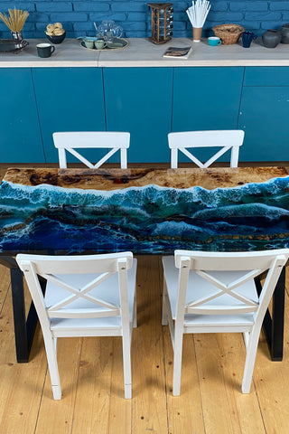 Poplar Resin Ocean Dining Table