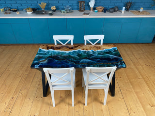Poplar Resin Ocean Dining Table