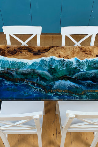 Poplar Resin Ocean Dining Table