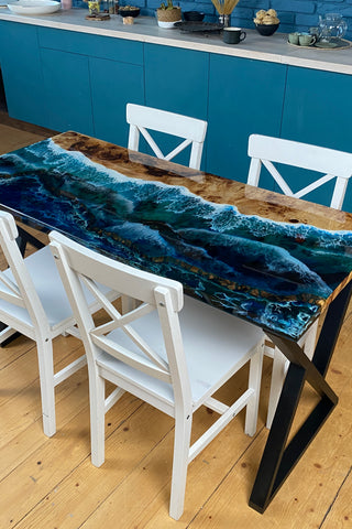 Poplar Resin Ocean Dining Table
