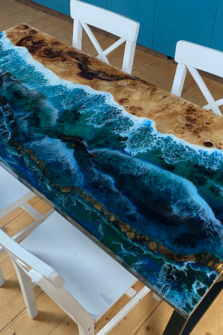 Poplar Resin Ocean Dining Table