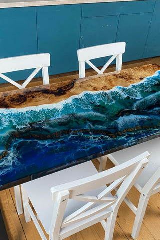 Poplar Resin Ocean Dining Table