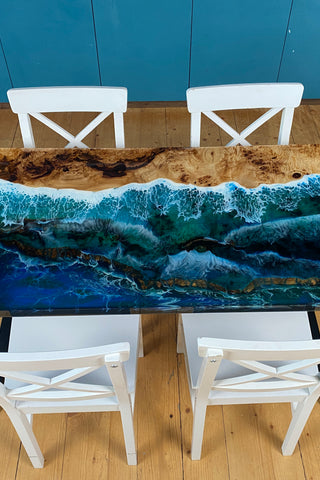 Poplar Resin Ocean Dining Table