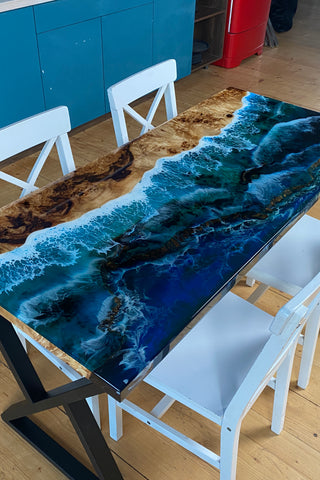 Poplar Resin Ocean Dining Table