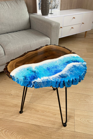 Live Edge Walnut Resin Coffee Table