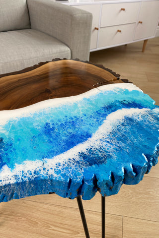 Live Edge Walnut Resin Coffee Table