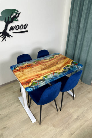 Glow in the dark 3d Fish Epoxy Resin Sit-Stand Table