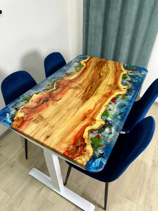 Glow in the dark 3d Fish Epoxy Resin Sit-Stand Table