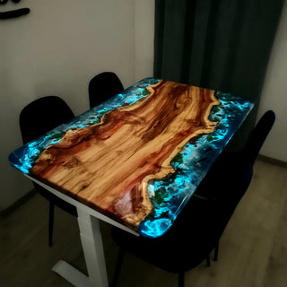 Glow in the dark 3d Fish Epoxy Resin Sit-Stand Table