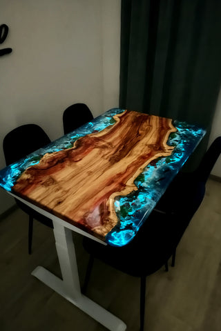 Glow in the dark 3d Fish Epoxy Resin Sit-Stand Table
