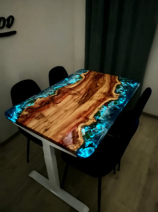 Glow in the dark 3d Fish Epoxy Resin Sit-Stand Table