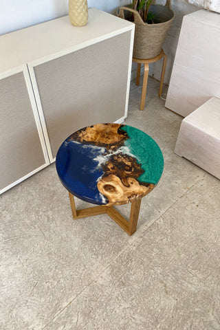 Round Resin Coffee Table with Ocean