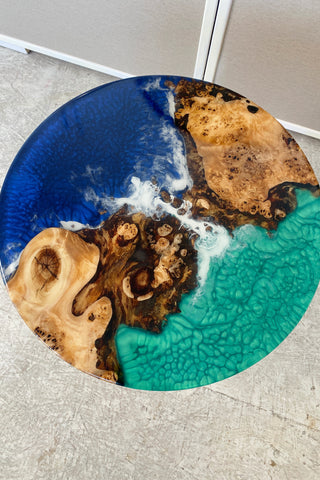Round Resin Coffee Table with Ocean