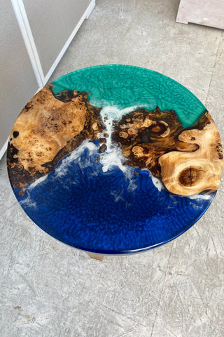 Round Resin Coffee Table with Ocean