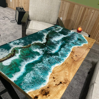 Türkisfarbener Couchtisch aus Epoxidharz