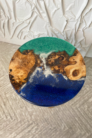 Round Resin Coffee Table with Ocean