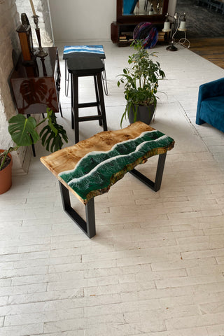 Live Edge Table With Green Epoxy