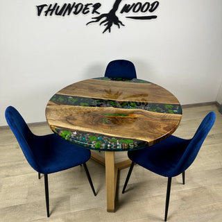 Round River Rock Epoxy Dining Table