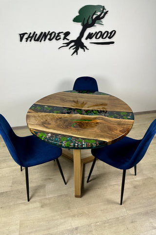 Round River Rock Epoxy Dining Table