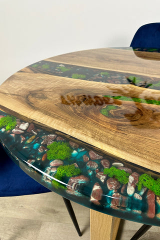 Round River Rock Epoxy Dining Table