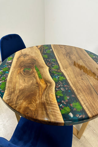 Round River Rock Epoxy Dining Table