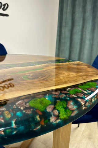 Round River Rock Epoxy Dining Table