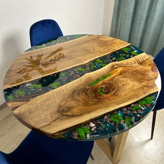 Round River Rock Epoxy Dining Table