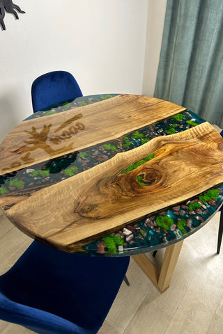 Round River Rock Epoxy Dining Table