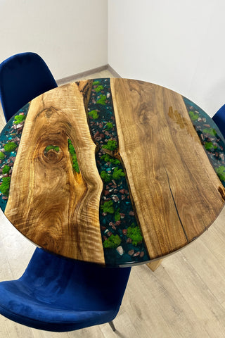 Round River Rock Epoxy Dining Table