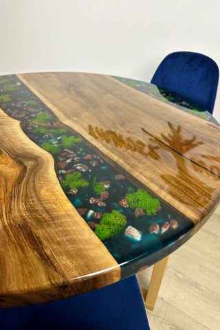 Round River Rock Epoxy Dining Table