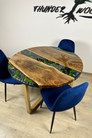 Round River Rock Epoxy Dining Table