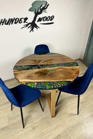 Round River Rock Epoxy Dining Table