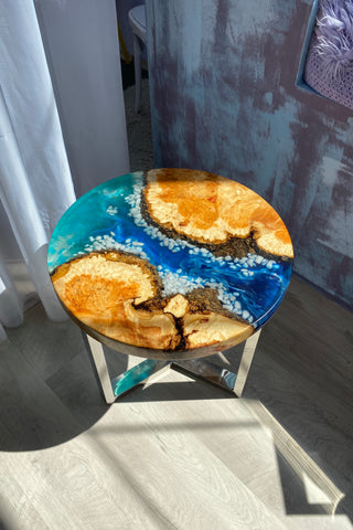 Epoxy River Table With Rocks